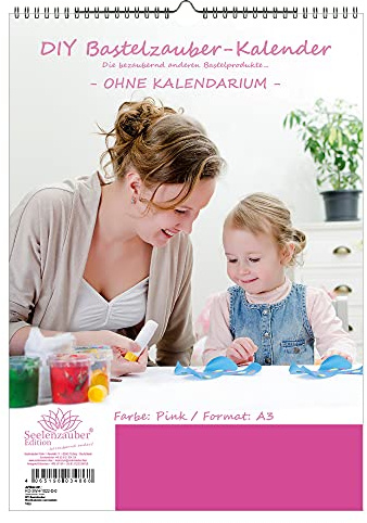 DIY Bastelzauber Wandkalender zum basteln OHNE Kalendarium DIN A3 Hochformat Farbe: Weihnachtsrot - Seelenzauber Fotokalender Bastelkalender Basteln