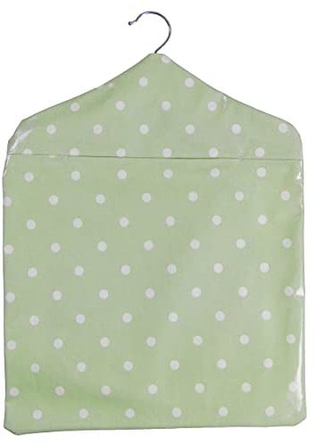 Jolee Fabrics Premium Patterned Oilcloth Peg Bags with Wooden Hanger - Water Resistant Peg Bag, Clothes Clip Storage Perfect for Any Washing Line (Dotty Sage Peg Bag)
