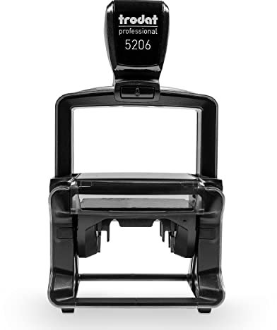 Betriebsausstattung24® Wunsch-Textplatte inkl. Automatik Stempel | Abdruckfläche: 56,0 x 33,0 mm/bis zu 8 Zeilen | Selbstfärbend | Abdruckfarbe: schwarz | Material:Edelstahl