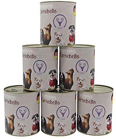 Eggersmann Carnebello - Hundefutter nass mit Wild (6 x 400 g) - Hundefutter Alleinfutter für ausgewachsene Hunde - schmackhaftes und hochwertiges Nassfutter für Hunde