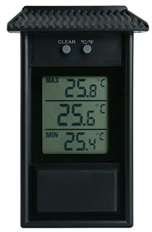 NA Thermomètre numérique pour serre – Thermomètre max et min pour surveiller les températures maximales et minimales, accessoire de serre mural pour intérieur ou extérieur Noir