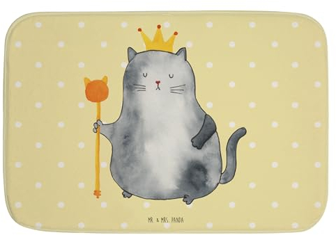 Mr. & Mrs. Panda Badteppich Katze König - Geschenk, Badgarnitur, erste eigenen Wohnung, Familie, Badezimmermatte, Kater, Teppich Badezimmer,