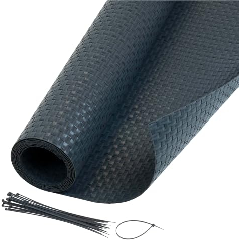 Jardinion Sichtschutzmatte Rattan Optik 1 x 3m Anthrazit Sichtschutz, geeignet als Terrassen, Gartenzaun und Balkon Sichtschutz, inkl. Kabelbinder