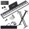 NikoMaku SWAN-S - Teclado de piano digital portátil semipesado de 88 teclas para principiantes con soporte, funda de transporte, pedal de sostenimiento, auriculares, SWAN-S, color negro