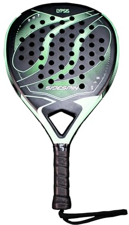 SideSpin - SS LYPSIS 3K - Pala de Padel Ligera Hombre 100% Carbono 3K Potencia y Control - Forma de Diamante con Punto Dulce Amplio y Elevado, Negro/Verde, Talla Única, Material Carbono