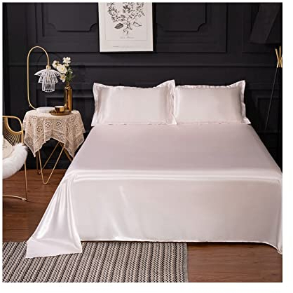 Satin Bettlaken ohne Gummizug Betttuch 120X230cm 180X230cm 230X250cm Laken Flaches Blatt Glänzend weiche und Glatte Bettlaken schwarz blau rot braun lila (Color : A, Size : 230X250cm)