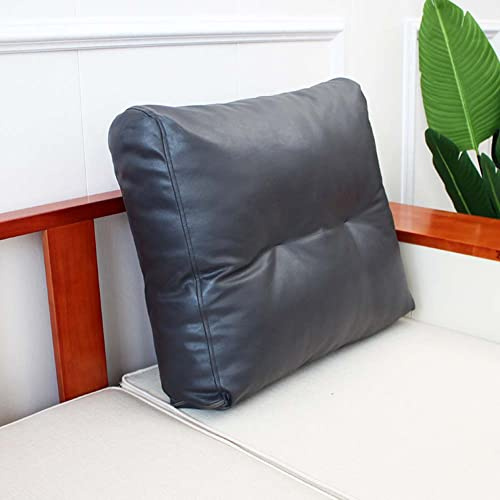 Luxuriöses Leder-Lendenwirbelstützkissen, großes Lesekissen, rechteckig, 20 cm dick, Sofa-Tagesbett-Rückenlehnenkissen, Nachttisch-Kopfteilkissen