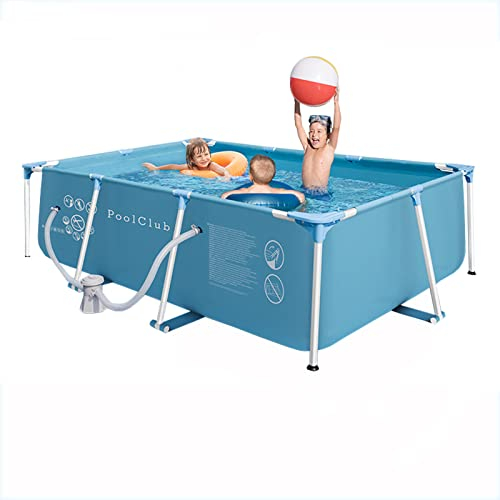 YibaoKids Swimming Pool,Above Ground Steel Frame Pool with Filter Pump, Tear-Resistance Durable Outdoor Pool for Backyard, Patio,Rectangle