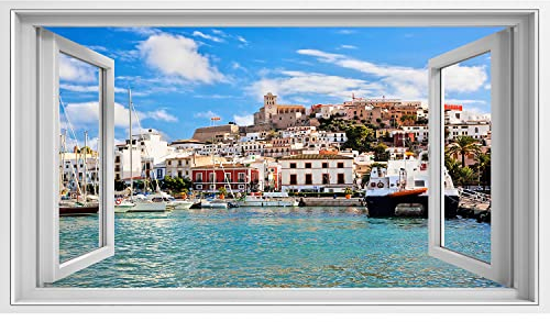 islandburner Bild auf Leinwand Fensterblick Panorama der Altstadt von Ibiza Eivissa Spanien Balearen Sagenhafter Effekt Wandbild Leinwandbild XCJO
