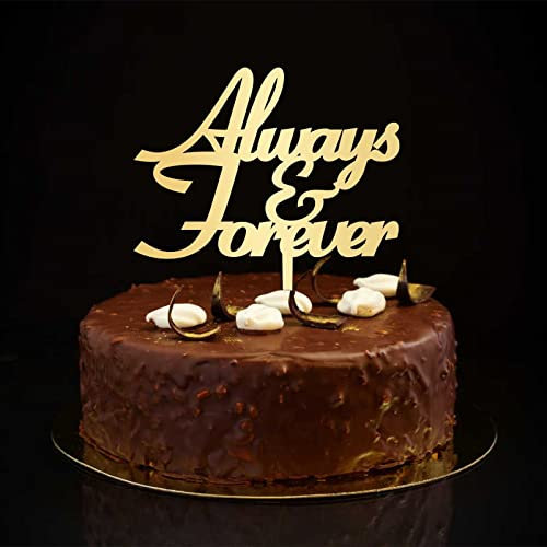 Always & Forever Cake Toppers Mr & Mrs Wedding Cake Topper Custom Silhouette Romance Braut & Bräutigam Cake Toppers For Bridal Shower Bachelorette Party Decorations Bridal Shower Gifts Gold 15,2 cm
