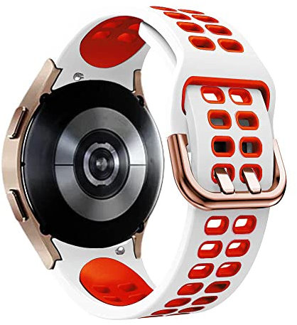 Cinturino Sportivo Compatibile per Samsung Galaxy Watch 6/5/4 40mm 44mm/Watch 5 Pro 45mm/Watch 6 Classic 43mm 47mm/Watch 4 Classic 46mm 42mm,36mm Cinturino di Ricambio in Morbido Silicone,Bianco Rosso