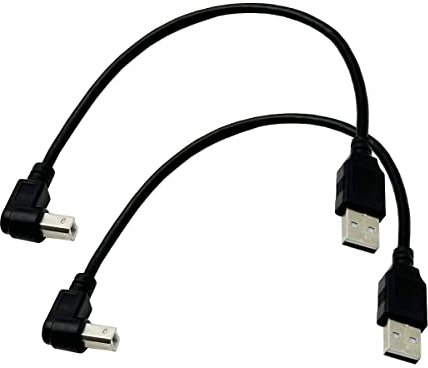Seadream Angled Printer Cable; 2Pack USB to Printer Adapter Cables;90 Degree USB 2.0 A Male to B Male Down Angle Plug Converter Lead Scanner Extension Cord Cable(Down Angled)