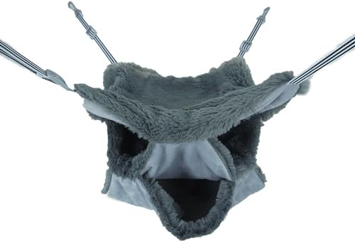 neolun Hängematte für Ratten, Frettchen, Kleintierkäfig, Zubehör, Spielzeug, dreilagige Hängematte für Hamster, Meerschweinchen, Ratten, Frettchen, Chinchilla, Spielen, Schlafen (grau)