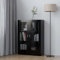 Homvdxl Floor Display Cabinet, 3-Tier Tall Bookshelf with Glass Doors 3 Cube Shelves, Bookcase Sideboard Cabinet for Bedroom, Living Room, Kitchen, Home Office (Black)