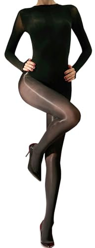 RUIBAVYA Bodystocking Donna Collant Lucidi Olio Maniche Lunghe Pantyhose Full Body Catsuit Nylon Collant Shiny