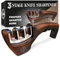 Deer & Oak Knife Sharpener - 3 Stage Manual Sharpener for Sharpening Kitchen Knives - Ceramic Stone, Tungsten Carbide Plates & Diamond Rods - Knife Sharpener UK - Wood Effect Finish