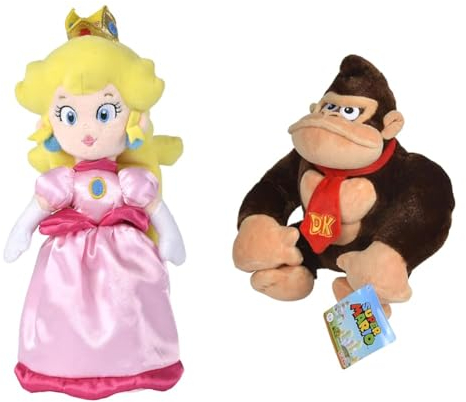 Simba 109231530 Super Mario Peach, 27cm Plüschtier, Nintendo, Plüschfigur ab den ersten Lebensmonaten & Mario Donkey Kong, 27cm Plüschfigur, ab den ersten Lebensmonaten geeignet