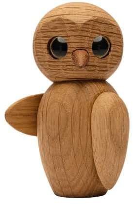 Spring Copenhagen Wise - Dekorative Holz-Eule | Holzfigur | 4 x 3 x 7 cm | Heimdekoration | Bücherregal-Schmuck | Holz (FSC-Eiche) | Holzfigurinen Kollektion | Design von Chresten Sommer