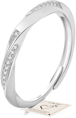 Engagement RingWomen Silver Rings for Women-White Gold Sterling Silver Thumb Rings for Women, Adjustable Diamond Jewellery Christmas