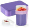 XJIANFU Brotdose Kinder mit Fächern,900ml Auslaufsichere Bento-Box und Müslibecher to Go 350ml+450ml,Auslaufsicherer Lunchbox und Müslibecher Set(1270+3545-Purple)
