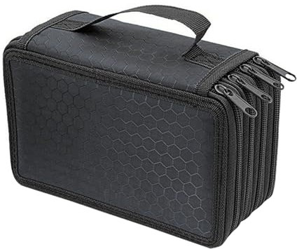 Wjelet Große Federmäppchen, Federtasche Mäppchen mit Reißverschluss, 4 Fächern Platz für bis zu 72 Buntstifte, Stifte Organizer für Studenten, Arbeit, Office (Schwarz)