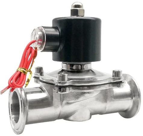 Folisila Magnetventil, Edelstahl, geschlossenes Klemmventil, AC220V DC24V, Lebensmittelechtes Magnetventil(1,24V DC)