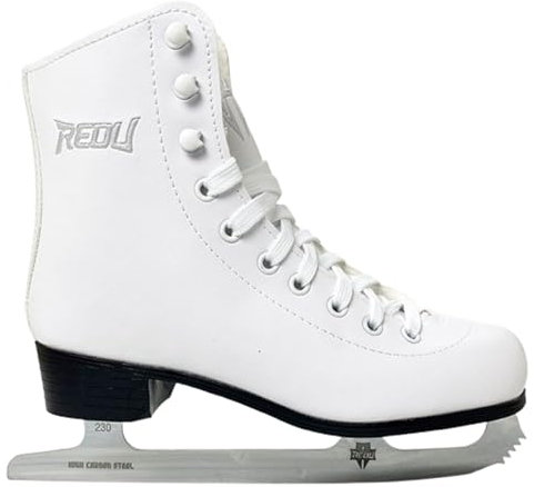 Blissbuilt Eiskunstlauf Schlittschuhe Damen/Mädchen | Kufe aus Edelstahl | Klassische Schnürung | mit Kunstfell | Eiskunstlauf | Freizeit | bequem & warm I ideal für Einsteigerinnen - Weiß,30-42