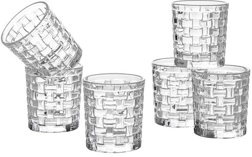 Baroni Home Set 6 pz di Bicchieri in Vetro Decorati con Rifiniture in Rilievo 30 CL, Bicchieri Eleganti Lavabili in Lavastoviglie, 8x8x10 cm, Intreccio