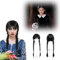 Ayizhiniu Addams Kinder Perücke, Schwarze Geflochtene Lange Perücken, Schwarze Perücke Halloween, Addams Damen Pony Zopf Schwarz Perücke, Anwendbar auf Rollenspiel Thema