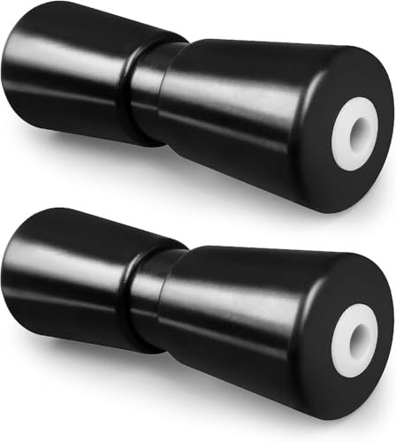 Lot de 2 rouleaux de quille de bateau robustes de 25,4 cm, arbre en caoutchouc pour quille de bateau, remorque, remorque, bateau, remorque (noir)
