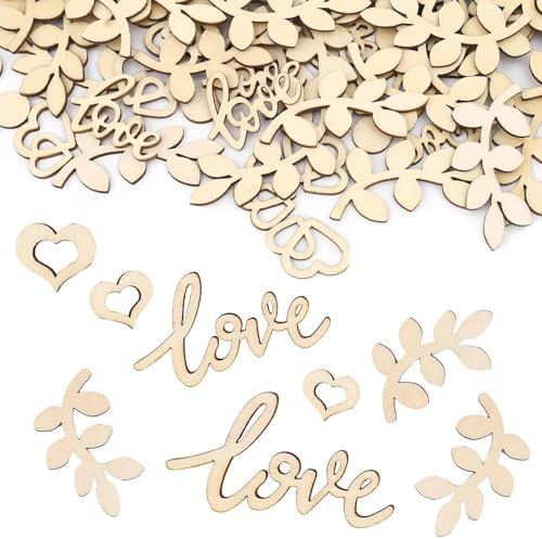 100 Stück Deko Hochzeit Holz, Streudeko Hochzeit, Love Hochzeitsdeko Tisch, Hochzeitsdeko Vintage