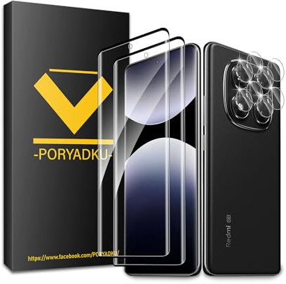 Protector de Pantalla para Xiaomi Redmi Note 14 Pro 5G / Xiaomi Poco X7 5G, Película de Vidrio Templado 2 Piezas+ Protector de Lente de Cámara 2 Piezas, 9H Dureza, Antihuellas, HD Clara, Sin Burbujas