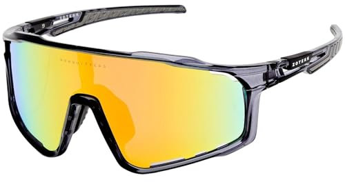 ZOTEKK Fahrradbrille - Sport Sonnenbrille für Radfahren, Laufen & Outdoor | UV400 Schutz, Anti-Beschlag & Leichtgewicht | Perfekte Passform für Damen & Herren | Grau
