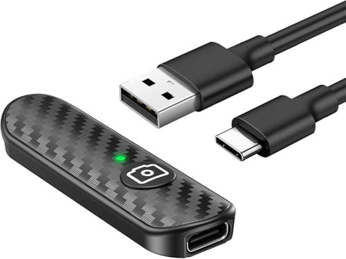 Disparador Remoto Bluetooth Compacto, Diseño de Fibra de Carbono, Control Remoto Recargable, Compatible con Teléfonos Inteligentes iOS y Android, Alcance de 10 m, Carga Tipo C