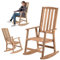 KADAX Schaukelstuhl mit Armlehnen, Schaukelsessel aus Holz, Garten-Schaukelstuhl, Holzstuhl, Gartenschaukelstuhl, Relaxstuhl, Gartenstuhl (Dunkel)