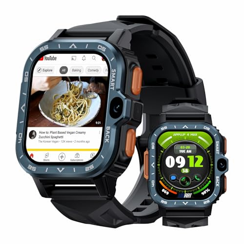 LOKMAT Smartwatch Android 4G con chiamata telefonica, schermo HD da 2,02 pollici, smartwatch da 2 GB + 16 GB per uomini e donne, orologio sportivo con GPS, Wi-Fi, doppia fotocamera