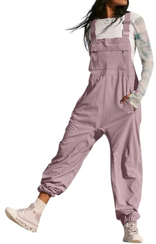 BRONG Salopette da Donna Gamba Larga Tuta Regolabile Cinghie Pantaloni Salopette Ampia a Sacchetto Casual Lunga Tuta