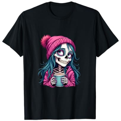 Diva Totenkopf Skelett Design für Mädchen Frauen pink Kaffee T-Shirt