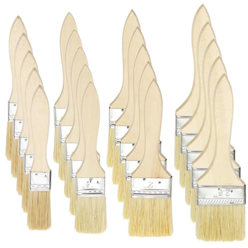 30 Stück Malerpinsel Set 20/30/50/55mm Lasurpinsel Mit Holzgriff, Flachpinsel Set, Pinsel Breit, Maler Pinsel Für Holzlasur Für DIY, Malerbedarf Zum Streichen für Fechten, Dekorieren, Malen