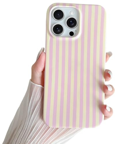 SmoBea for iPhone 14 Pro Max Case Cute Striped Phone Case Soft TPU Slim Shockproof Phone Cover for Women Girls Beautiful and Stylish, Pink and Yellow