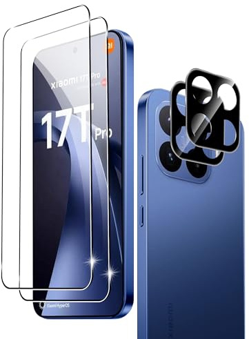 Fitudoos para Xiaomi 17T Pro/15T/15T Pro Cristal Templado Protector de Pantalla[2 Piezas]+Protector de Lente de Cámara[2 Piezas], [9H Dureza] [Resistente a Arañazos].
