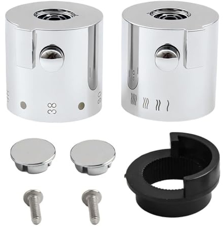 Oiieco 2PCS Shower Knobs Set, Thermostatic Hot and Cold Mixer Tap Handles, Chrome Shower Valve Control Knobs for Bathtub, Replacement Faucet Handles for Shower & Bathroom Accessories