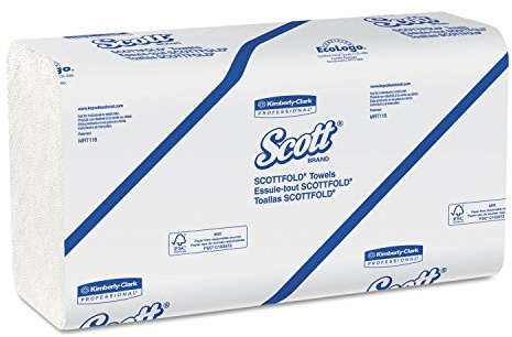 Scott 01980 SCOTTFOLD Paper Towels, 9 2/5 x 12 2/5, White, 175 Towels/Pack, 25 Packs/Carton