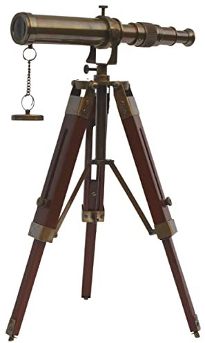 Medieval Replicas Antike Nachbildung Marine Messing Stativ Teleskop 25,4 cm mit verstellbarem Stativständer