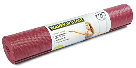 Fitness Mad Warrior II Yoga Pilates Exercise Non Slip Gym Floor Mat 4mm (Burgundy)