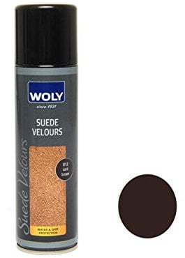 Woly Dark Brown Suede Shoes & Handbags Color Renovating Spray, Protects Against Moisture & Dirt. Clothing. Made in Germany.