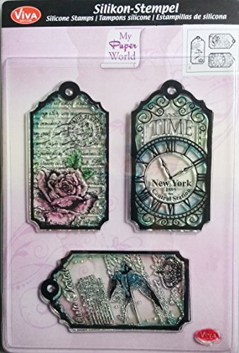 SilikonstempelTags Time, Stempel Etiketten, Stempel Vintage, Silikon-Stempel