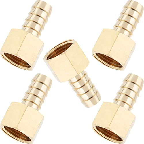 LTWFITTING Laiton BSP Raccord Coupleur/Adaptateur 1/2-Pouce Femelle BSPP x1/2-Pouce(12mm) Tuyau Barbillon Pétrole Gaz Eau (paquet de 5)