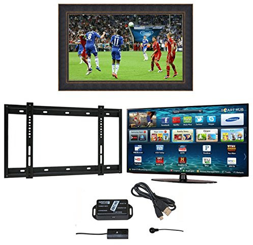 Frame Your TV Bronze Black Orange 55 inch New York Modern Handmade Mirror TV Frame with Wall Bracket and InfraRed Extender and Samsung 4K Smart Television