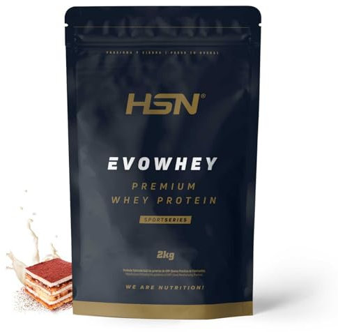 HSN Evowhey Protein | Tiramisú 2Kg = 67 Tomas por Envase Concentrado de Proteína de Suero | 100% Whey Protein Concentrate (WPC) | No-GMO, Vegetariano, Sin Gluten ni Soja